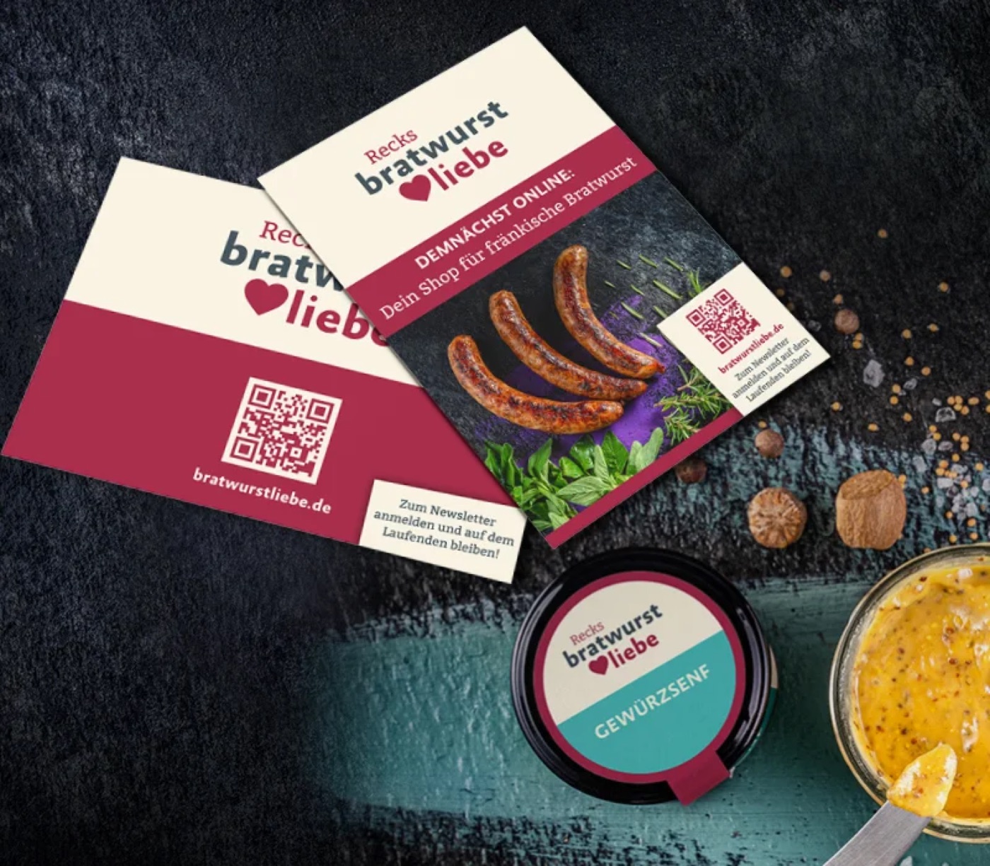 Flyer und Verpackung von Recks Bratwurstliebe