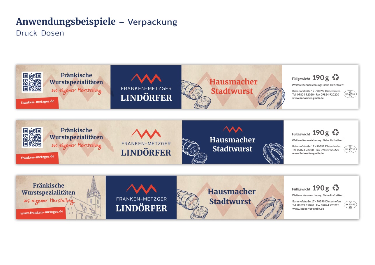 Etiketten und Dosen im Lindörfer-Design