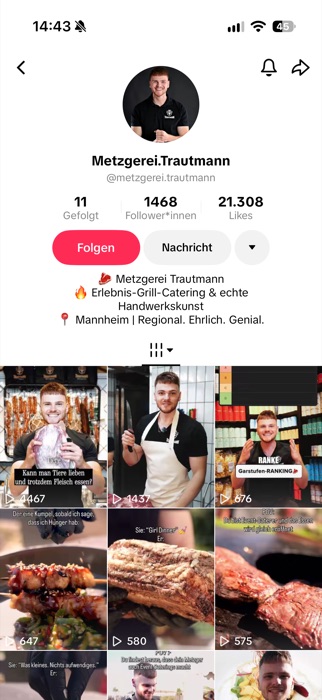 TikTok-Profil der Metzgerei Trautmann