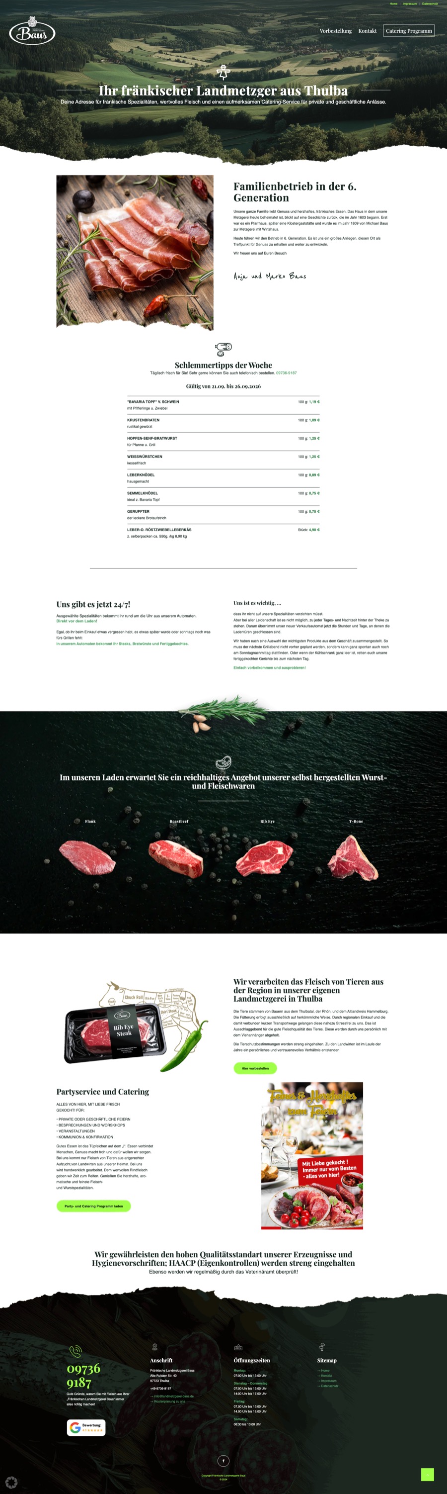 Website der Landmetzgerei Baus
