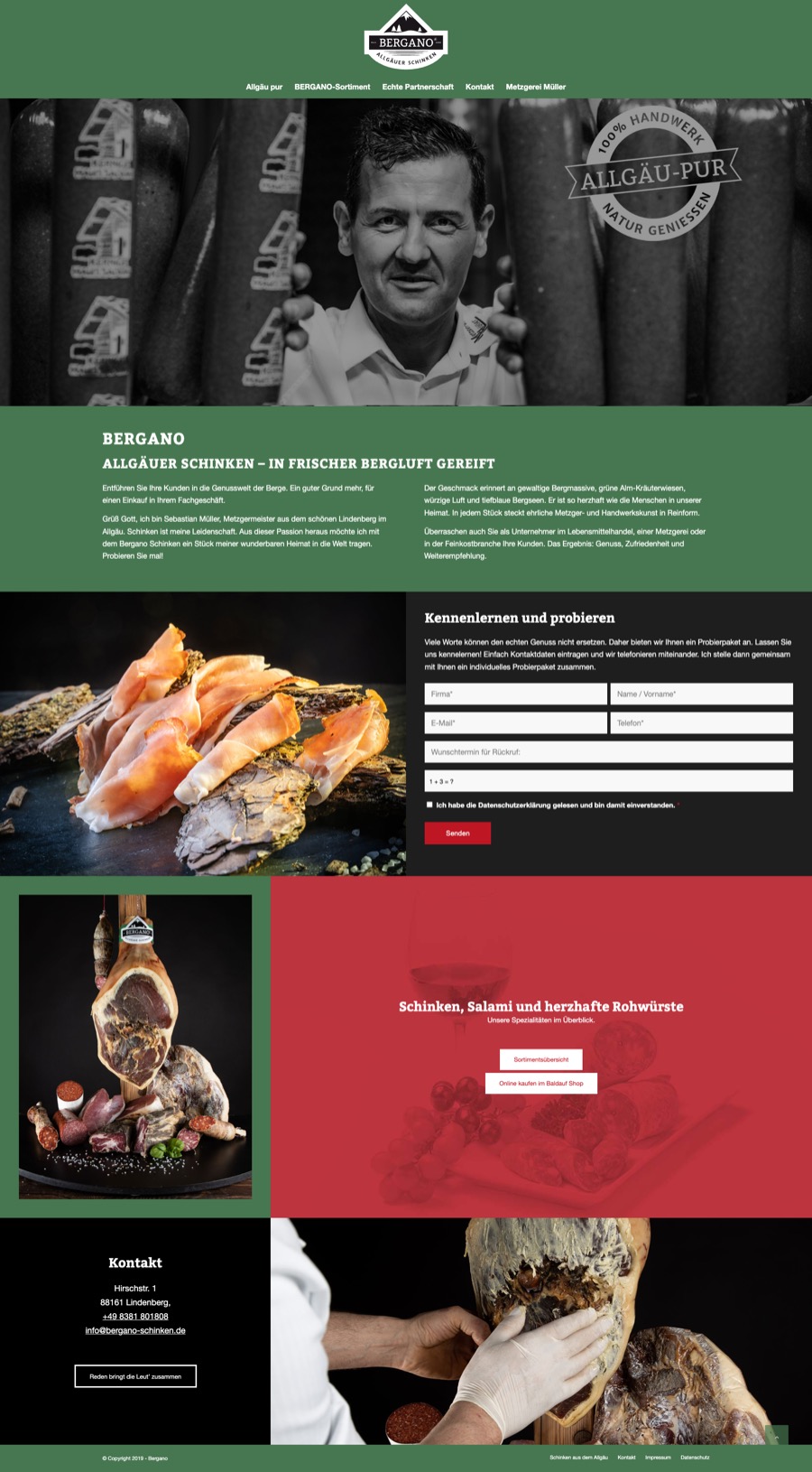 Website von Bergano Schinken